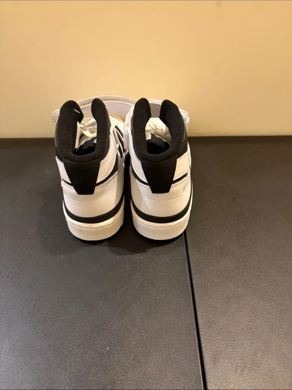 adidas Kids White and Black High-Top Sneakers with Strap